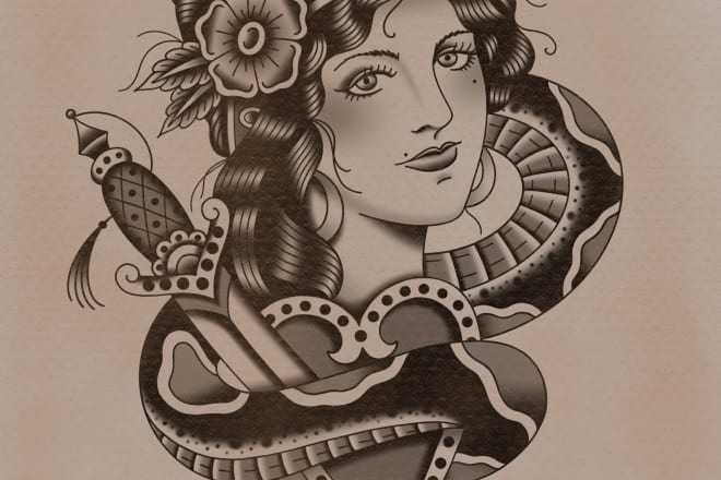 I will do traditional old school tattoo design