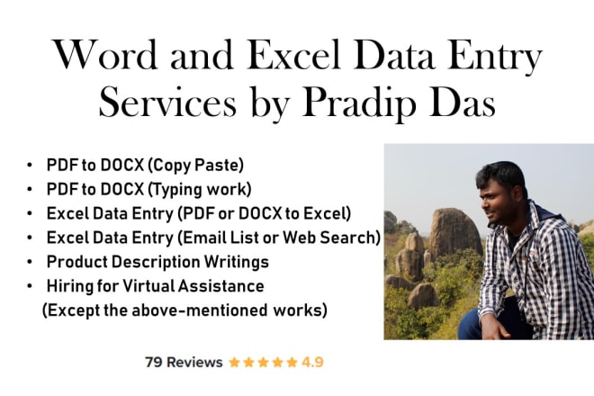 I will do word and excel data entry works within 24 hours