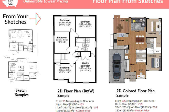 I will draw 2d floor plan, 3d floor plan, render in archicad