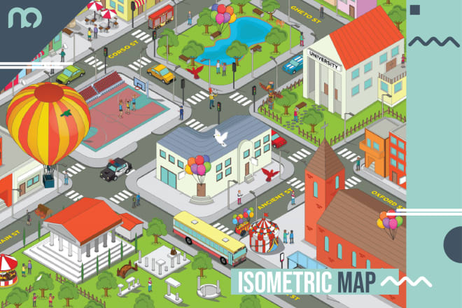 I will draw a beautiful vector or isometric map illustration