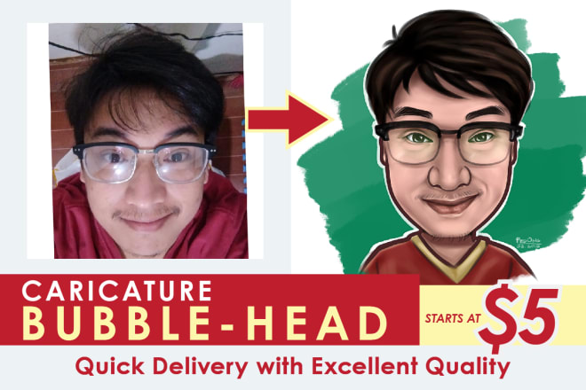 I will draw a bubble head from your image within 24 hours fast