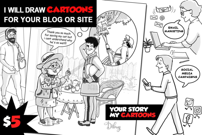 I will draw cartoons for your blog or site