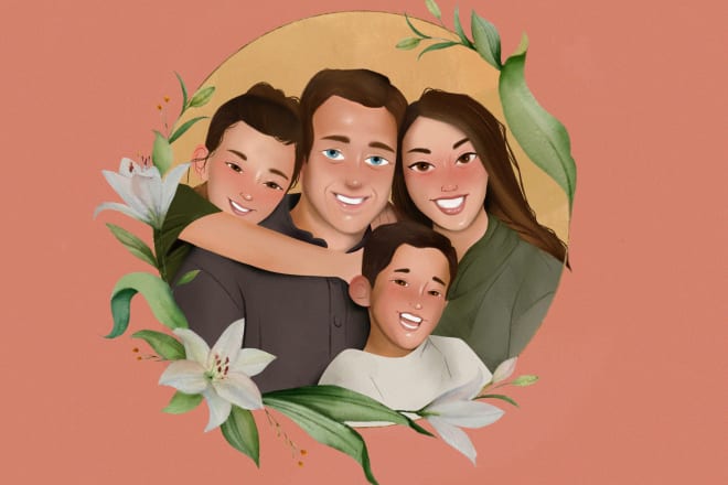 I will draw cute personal, couple, family portrait in disney style