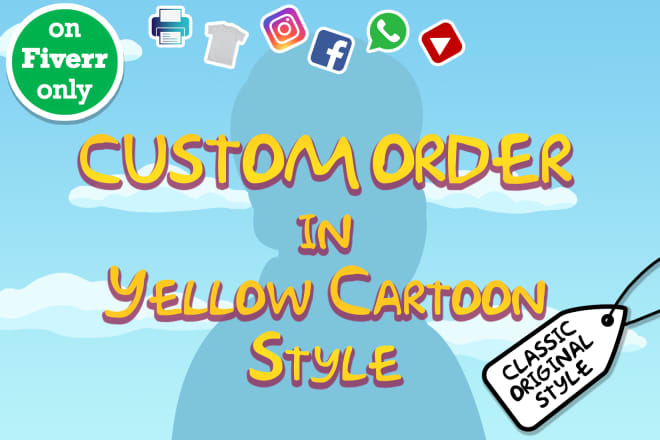 I will draw portrait with custom background in yellow cartoon style