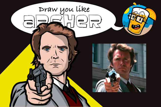 I will draw you a portrait in a flat and bold style like archer