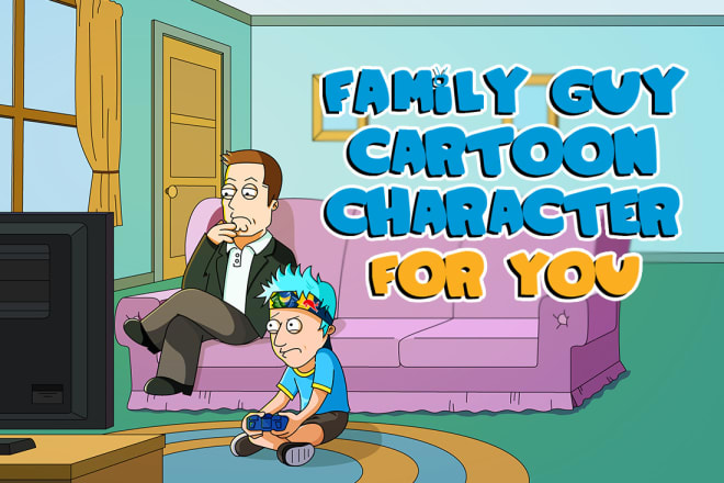 I will draw you in family guy cartoon style with your fav celebrity