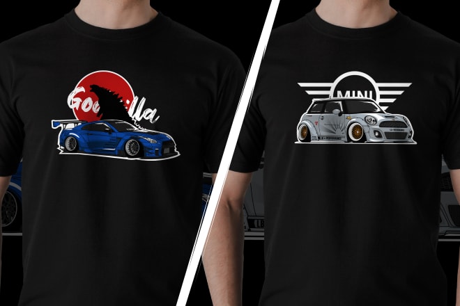 I will draw your car into vector illustration for t shirt design