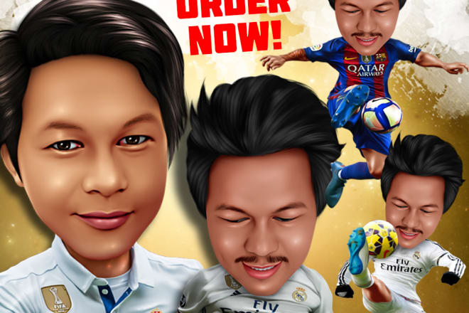 I will edit your face in to soccer player caricature