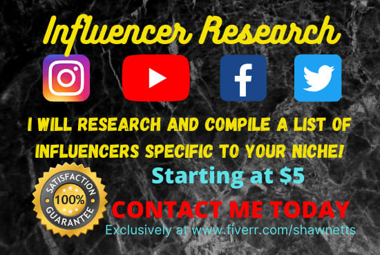 I will find niche social media influencers