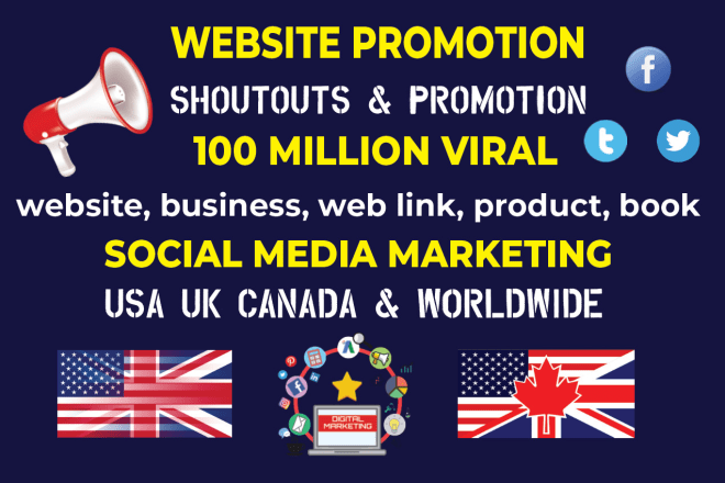 I will get usa uk canada traffic on all social media web to your website promotion