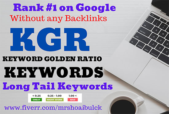 I will get you 25 keyword golden ratio kgr in any niche