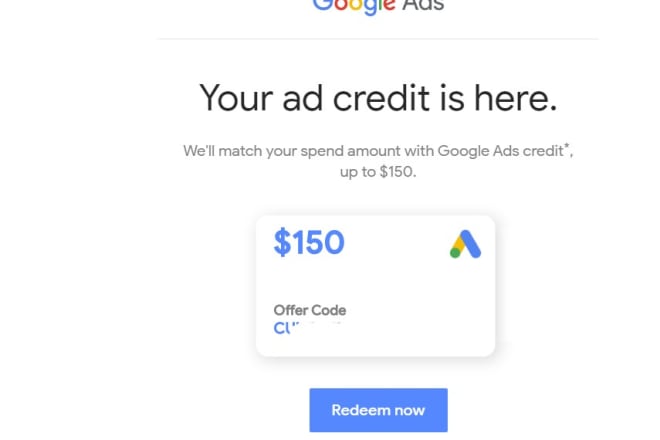 I will give you 150 usd coupon credit adwords promotion