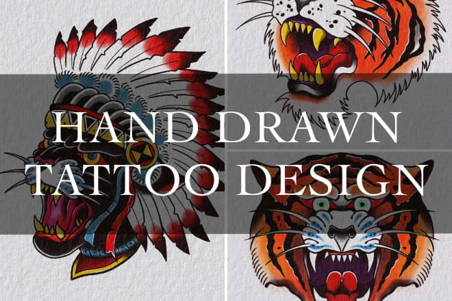I will hand draw unique traditional or blackwork tattoo design