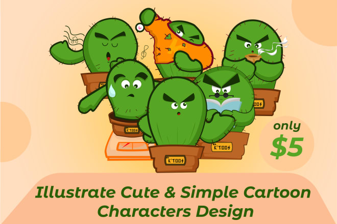 I will illustrate cute and simple cartoon characters