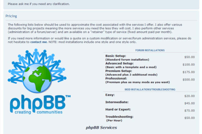 I will install or update phpbb or any other forum