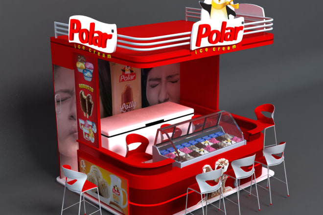I will kiosk, exhibition stands and stalls in 3d design