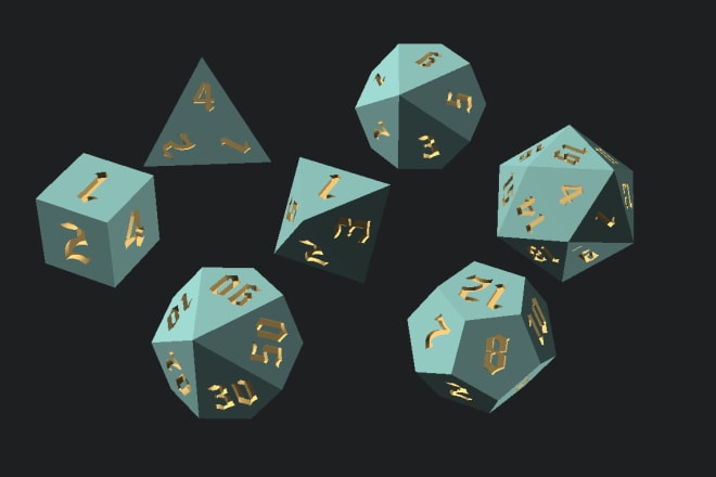 I will make 3d dice models with custom fonts that can be 3d printed