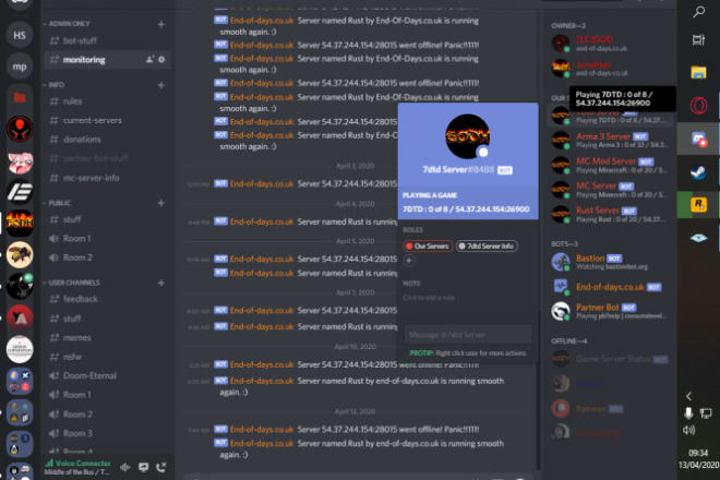 I will make a game server status discord bot for you