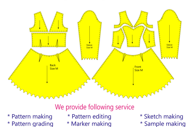I will make digital sewing pattern with size grading using by the autocad