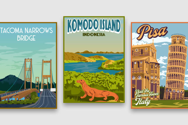 I will make the best retro vintage poster design travel, event, with vector file