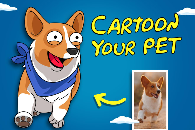 I will make vector illustration of cat, dog, animal pet cartoon for birthday gift