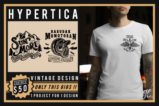 I will make vintage style design and illustration for your t shirt