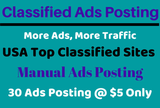 I will manually post free classified ads on 100 sites