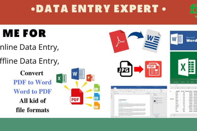 I will online or offline data entry, any format data conversion