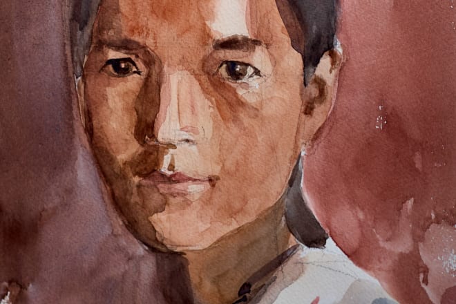 I will paint watercolor portrait from photo