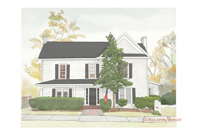 I will pencil or watercolor sketch your house