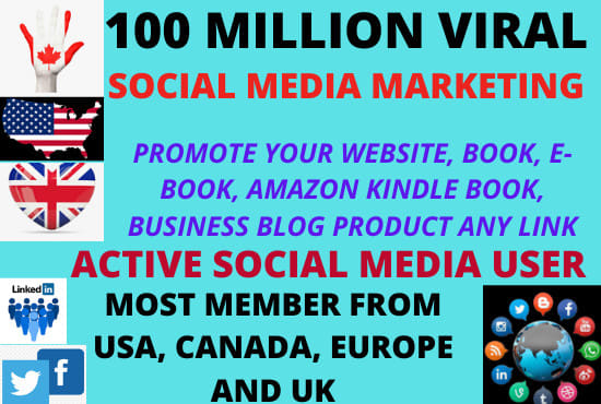 I will promote and market your website business blogs or any link on social media users