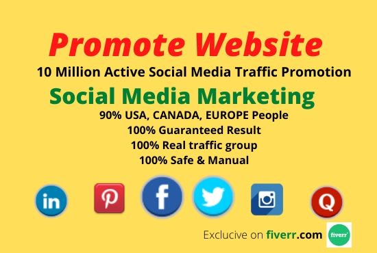I will promote website on active social traffic