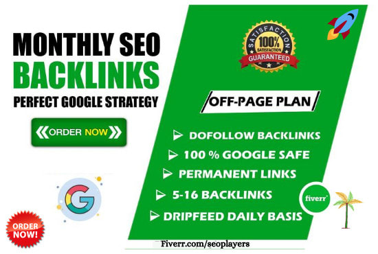 I will provide monthly off page seo service to rank higher in google