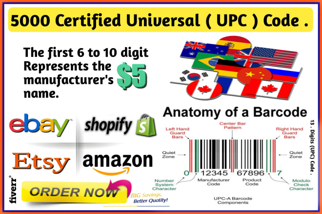 I will provide you certified registered upc asin ean for ebay amazon
