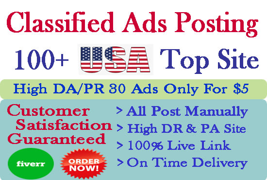 I will publish your ads in top USA classified ad posting site