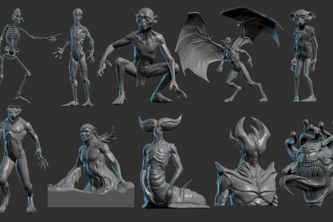 I will sculpt a 3d creature or character in zbrush