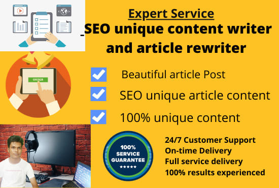 I will be your SEO unique content writer and article rewriter