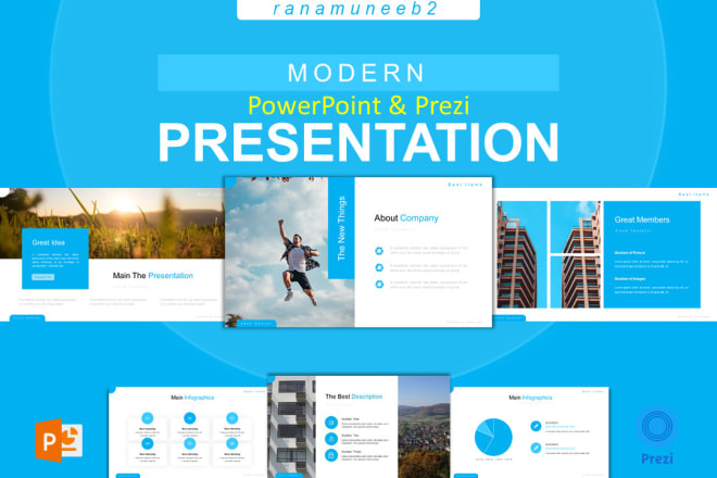 I will create a modern powerpoint or prezi presentation for you