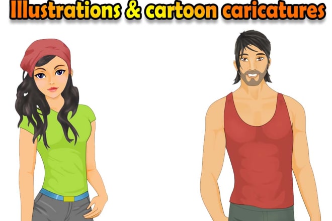 I will create digital illustrations cartoon and caricatures