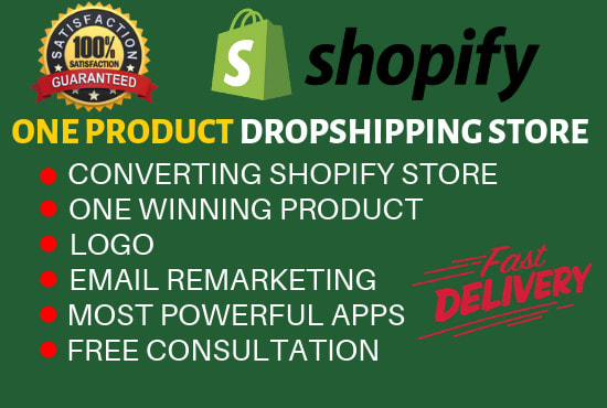 I will create one product shopify dropshipping store