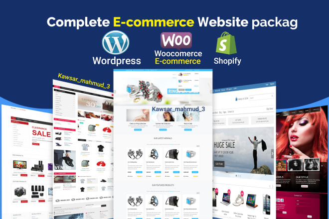 I will create wordpress ecommerce website, woocommerce website, shopify, affiliate site