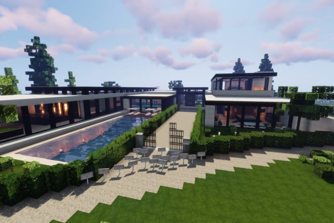 I will design a luxury modern house for you in minecraft
