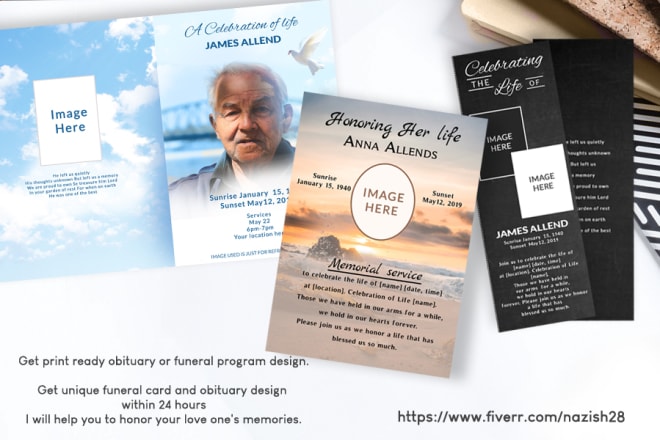 I will design a unique funeral card and obituary design within 24 hours