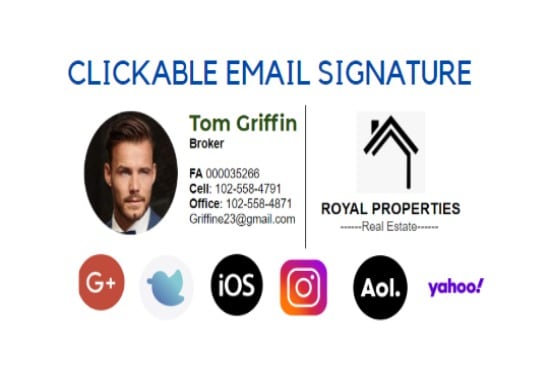 I will design and code clickable HTML email signature for gmail, outlook and mac mail