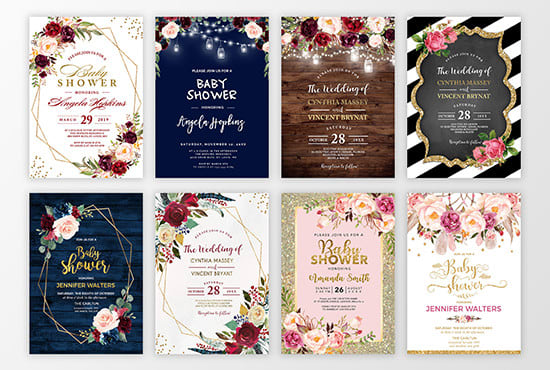 I will design party, wedding, birthday invitations in 12hrs