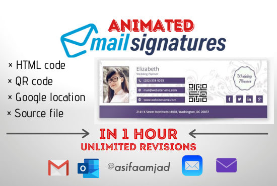 I will design static and animated HTML email signature in 1 hour