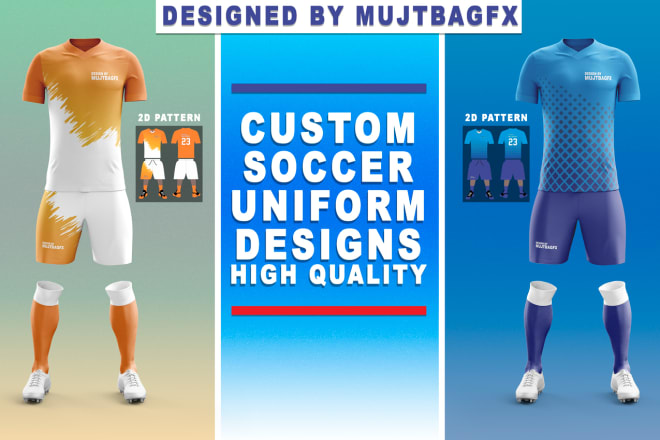 I will do soccer uniform jersey design with mockup