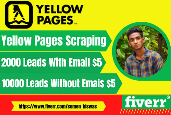 I will do yellow pages scraping with email, without email
