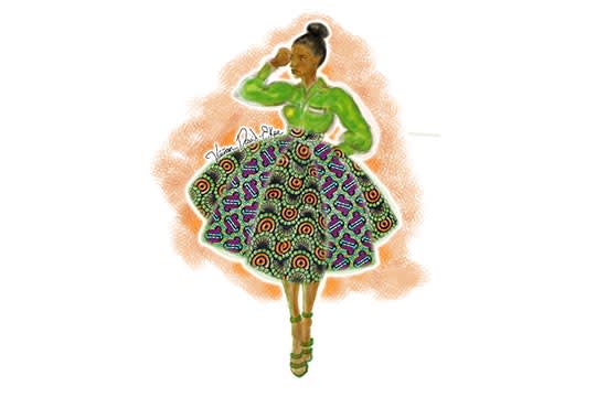 I will draw an african american fashion illustration in my style