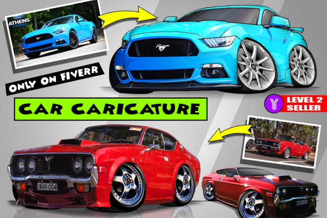 I will draw your car into cartoon caricature